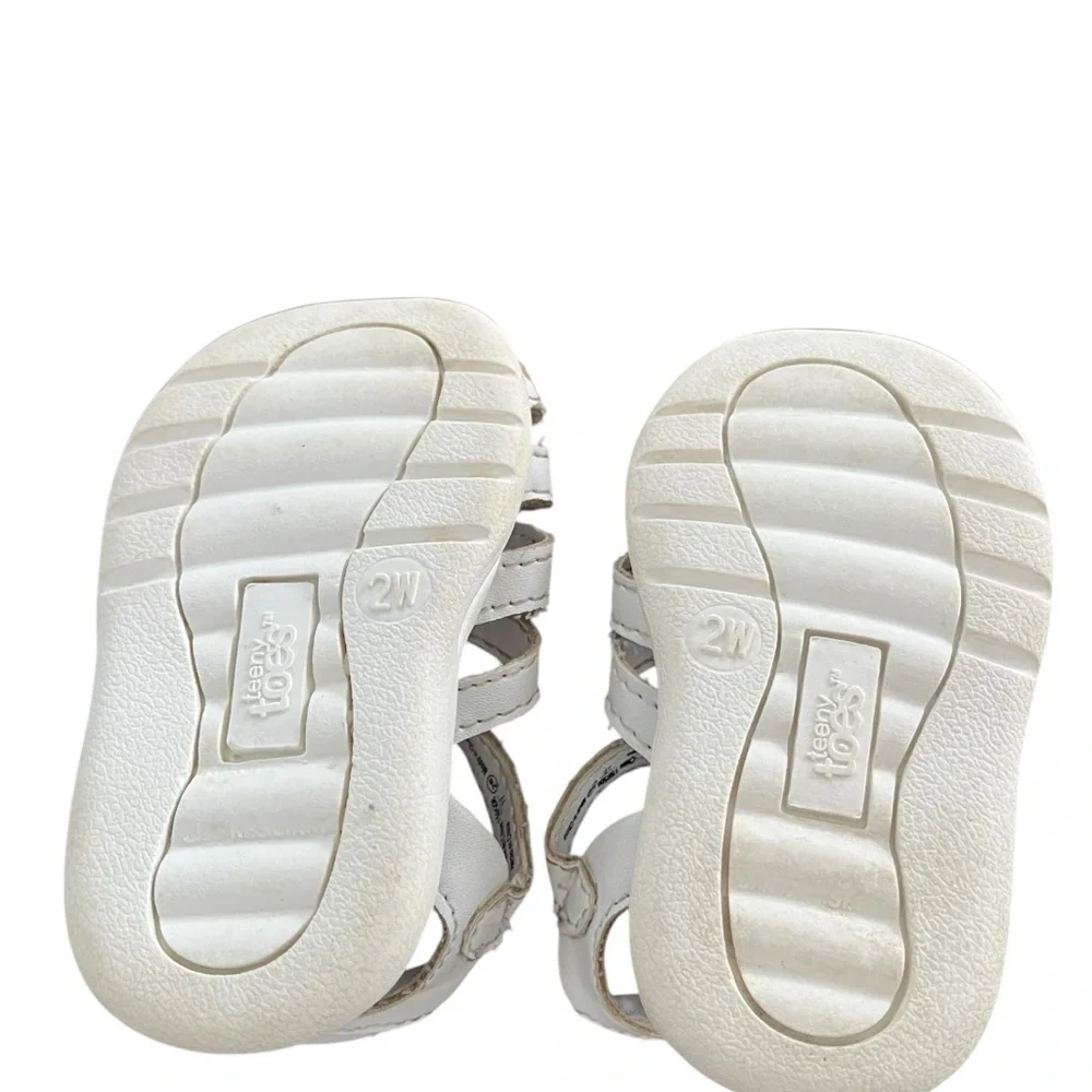 Kids Shoes Set Size 2 Black Athletic Works Sneakers and White Teeny Toes Sandals